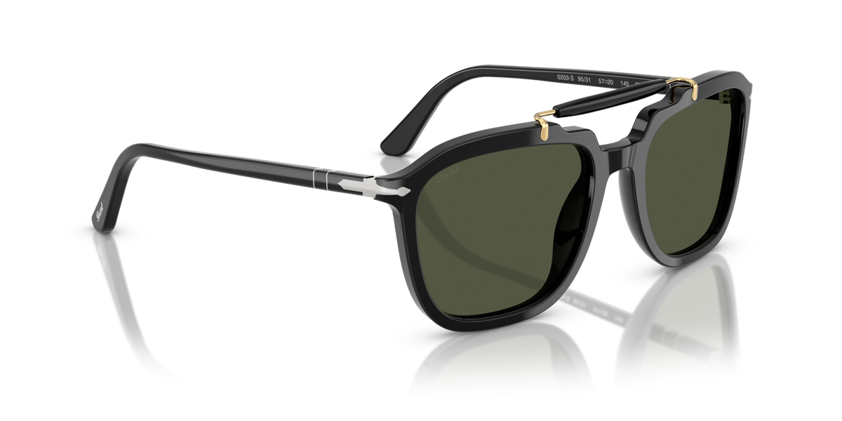 Óculos de Sol Persol Senna 0203S Preto com Lentes Verdes — vista 3