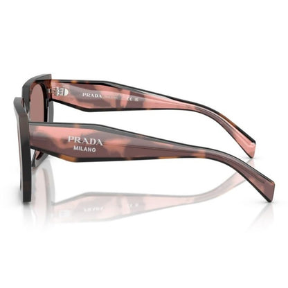 Óculos de Sol Prada Retangular Tartaruga Malva Feminino 0PR 15WS 23A60B54 - lateral