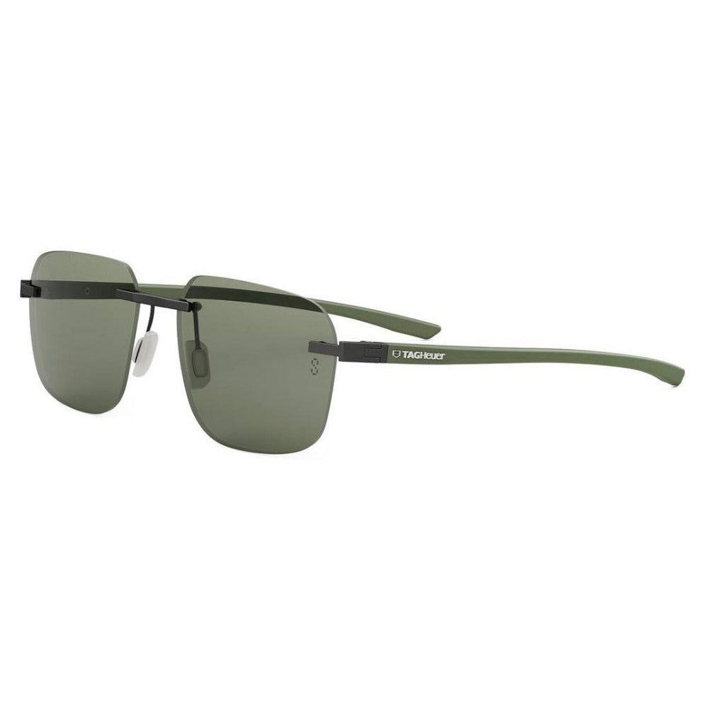 Tag Heuer TH40038U 5609N — vista da armação e lentes verdes