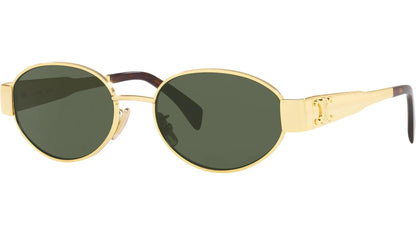 Celine CL40235U_5430N — vista adicional dourada e lentes verdes