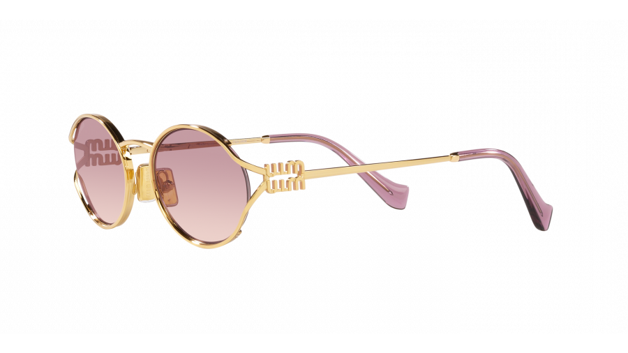Óculos de Sol Miu Miu 52YS Dourado com lentes violeta degradê — vista principal