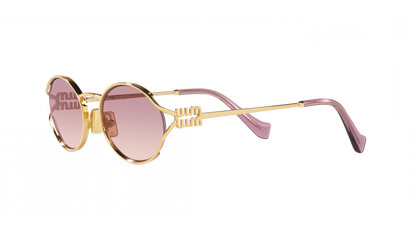 Óculos de Sol Miu Miu 52YS Dourado com lentes violeta degradê — vista principal