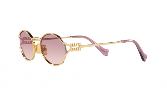 Óculos de Sol Miu Miu 52YS Dourado com lentes violeta degradê — vista principal