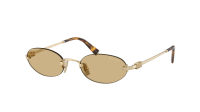 Óculos de Sol Miu Miu A54S dourado com lentes marrom claro — vista inclinada principal