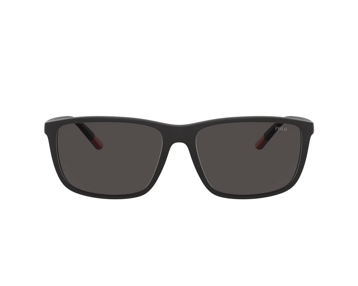 Óculos de sol POLO RALPH LAUREN PH4171 52848757 retangular preto fosco e cinza com lentes cinza