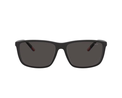 Óculos de sol POLO RALPH LAUREN PH4171 52848757 retangular preto fosco e cinza com lentes cinza