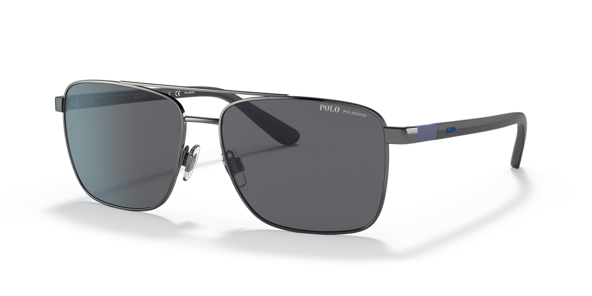 Óculos de sol POLO RALPH LAUREN PH3137 90028159 retangular gunmetal com lentes cinza polarizadas