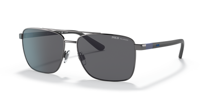 Óculos de sol POLO RALPH LAUREN PH3137 90028159 retangular gunmetal com lentes cinza polarizadas