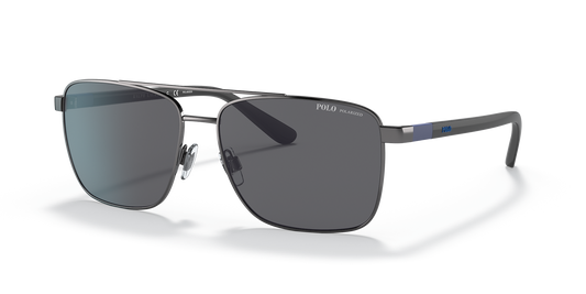Óculos de sol POLO RALPH LAUREN PH3137 90028159 retangular gunmetal com lentes cinza polarizadas