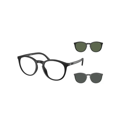 POLO RALPH LAUREN PH4183U 50019A52 vista inclinada da armação preta com clip-ons