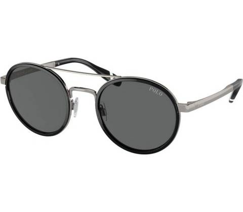 POLO RALPH LAUREN PH3150 92168753 vista frontal dos óculos aviador prata e preto