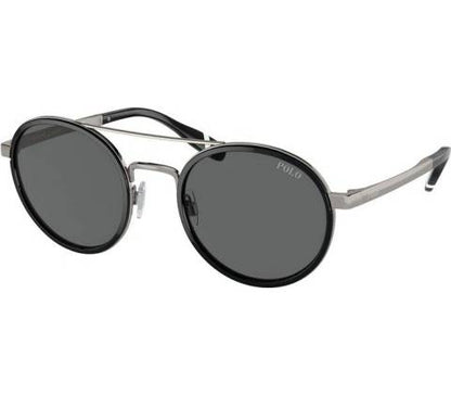 POLO RALPH LAUREN PH3150 92168753 vista frontal dos óculos aviador prata e preto