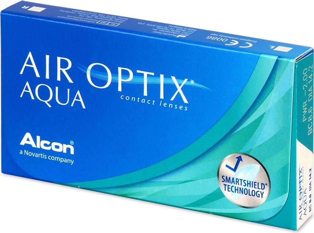 AIR OPTIX AQUA — embalagem com 6 lentes de descarte mensal